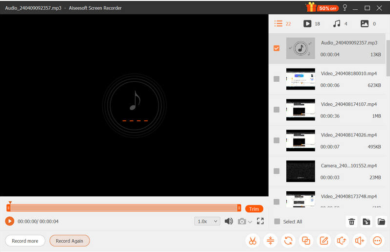 Recording and exporting audio from Aiseesoft Screen Recorder