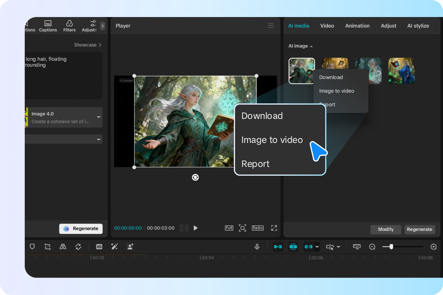 Personalizarea imaginii după generarea acesteia de la creatorul de imagini AI CapCut