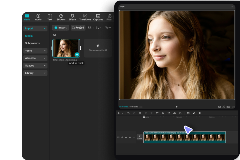 Upload a clear front-facing photo to CapCut