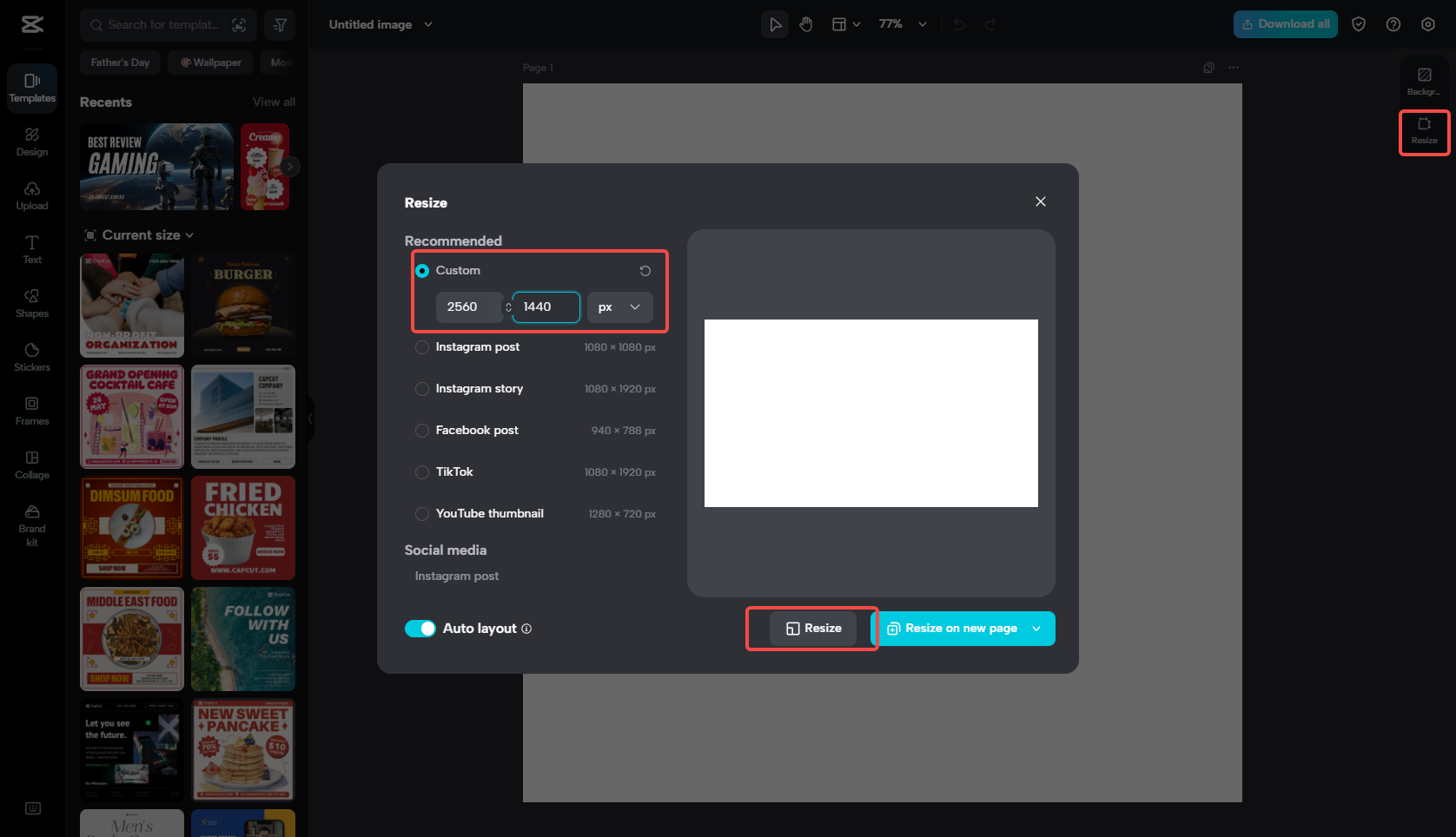 Resize the canvas for the YouTube gaming banner