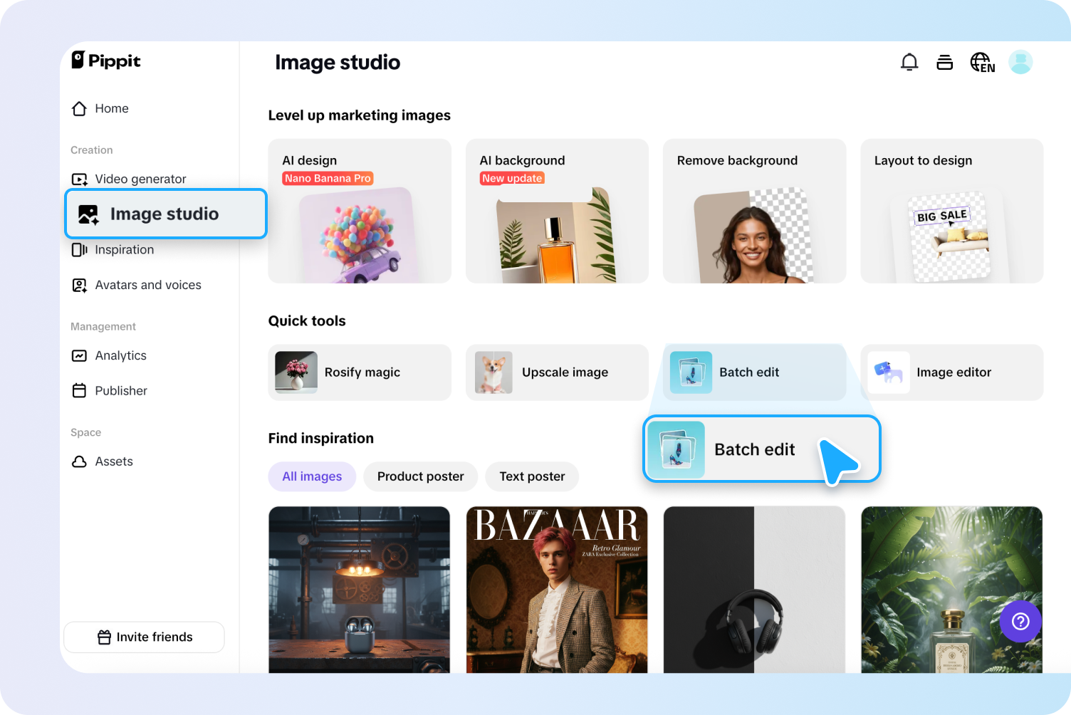 Opening batch edit tool