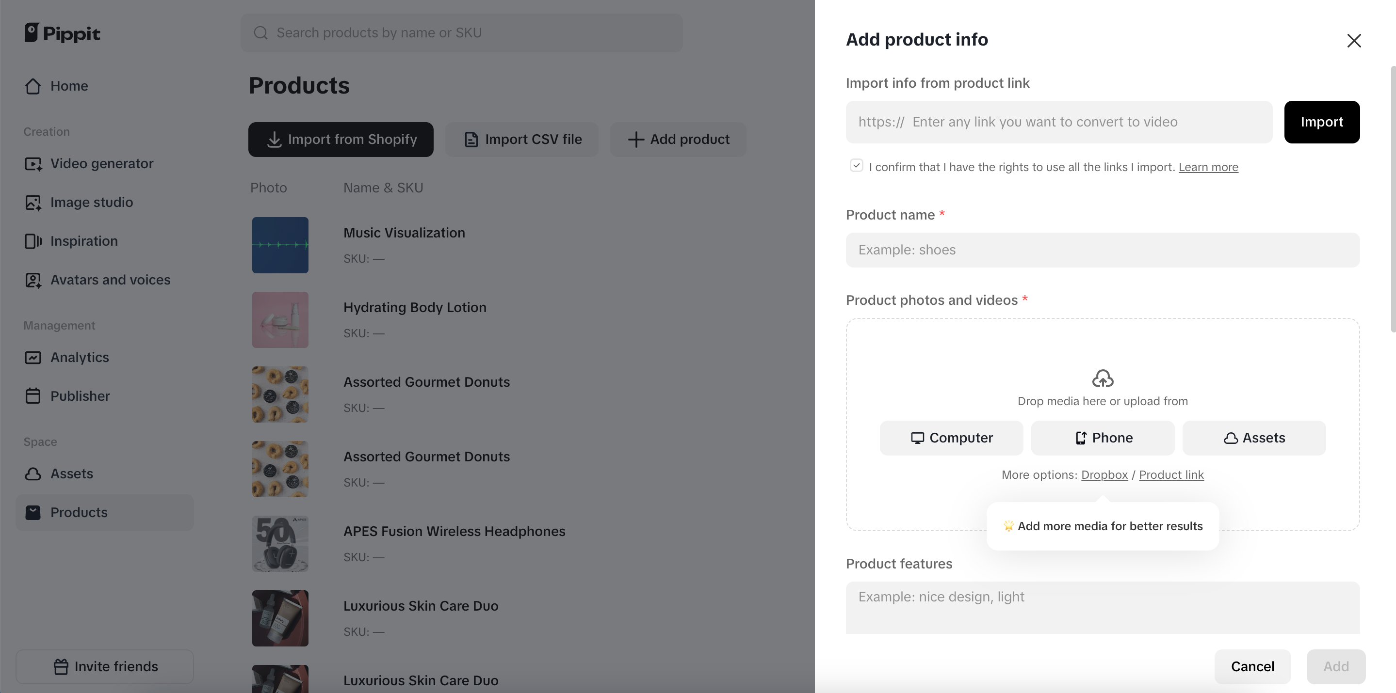 Pippit's e-commerce marketplace integration