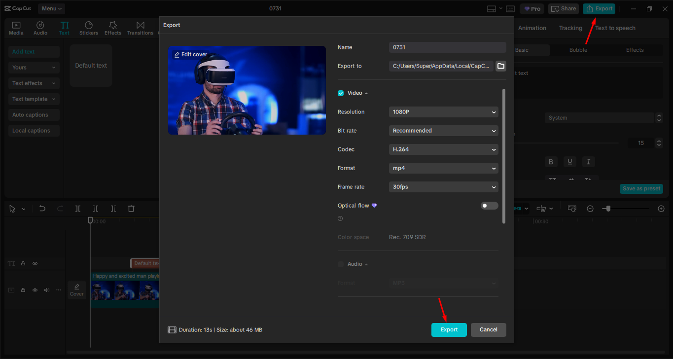 Pag-export ng video mula sa CapCut desktop video editor