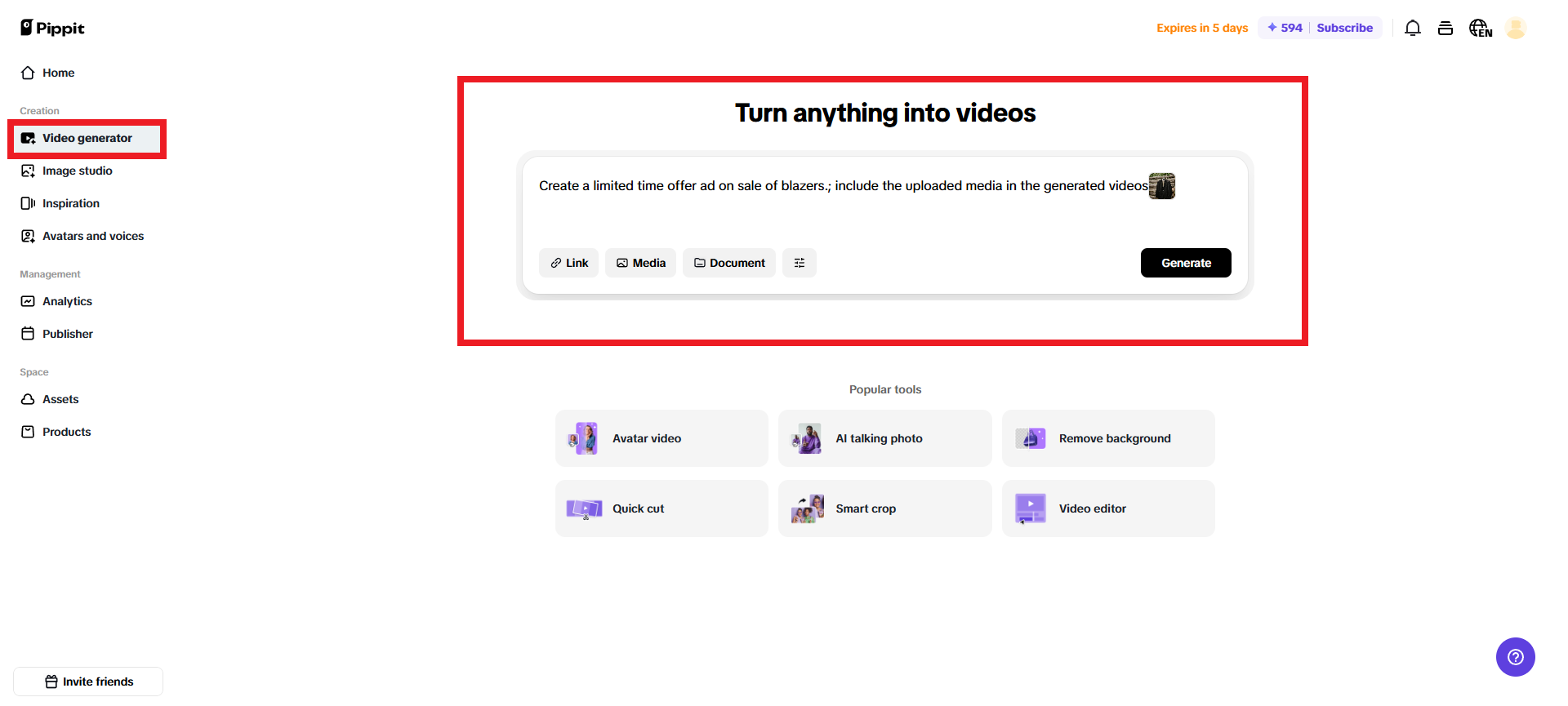 AI prompts for video generation