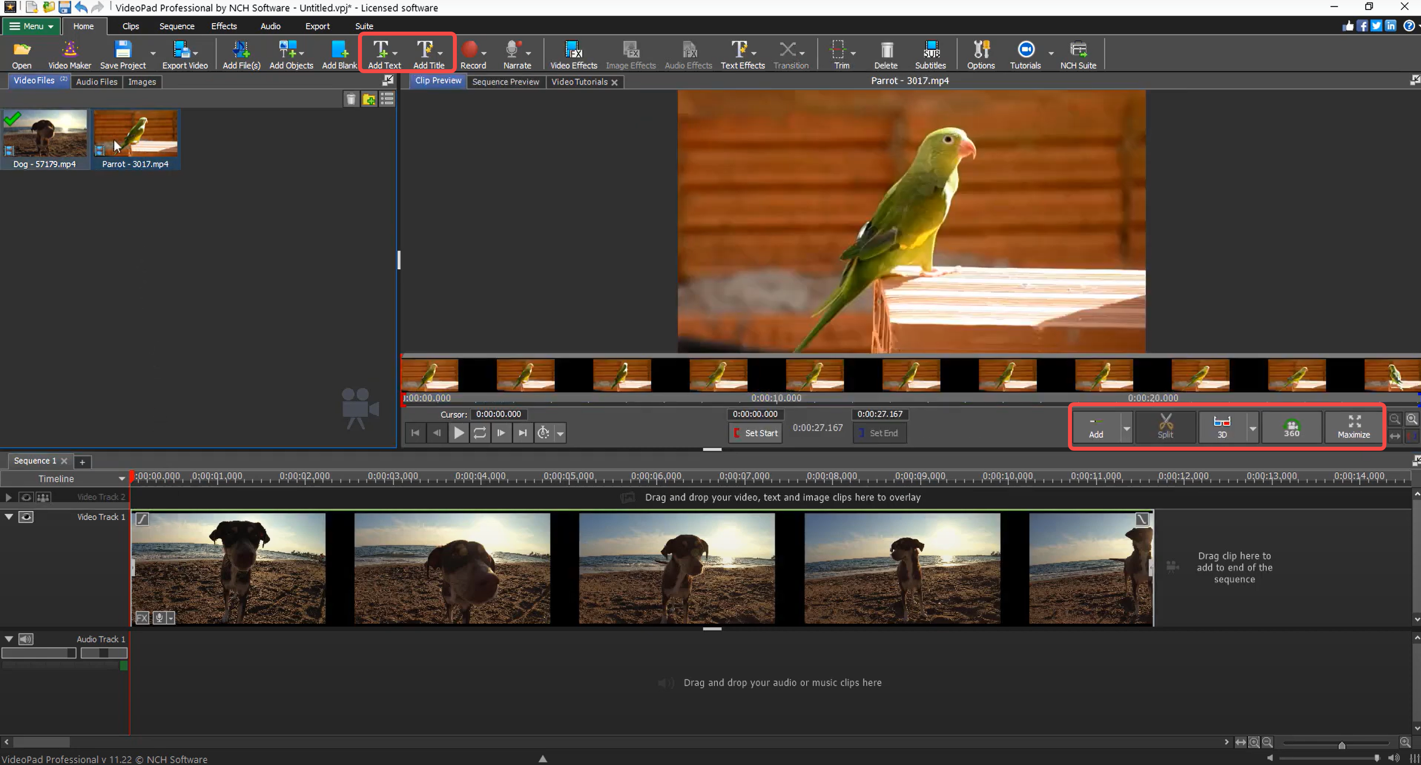 Editing the video with VideoPad video editor software
