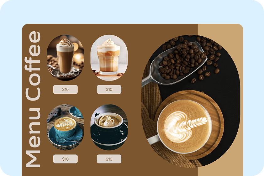 Designmenyer för caféer och bageri