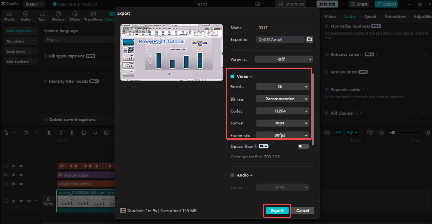 Mengeksport video dalam CapCut