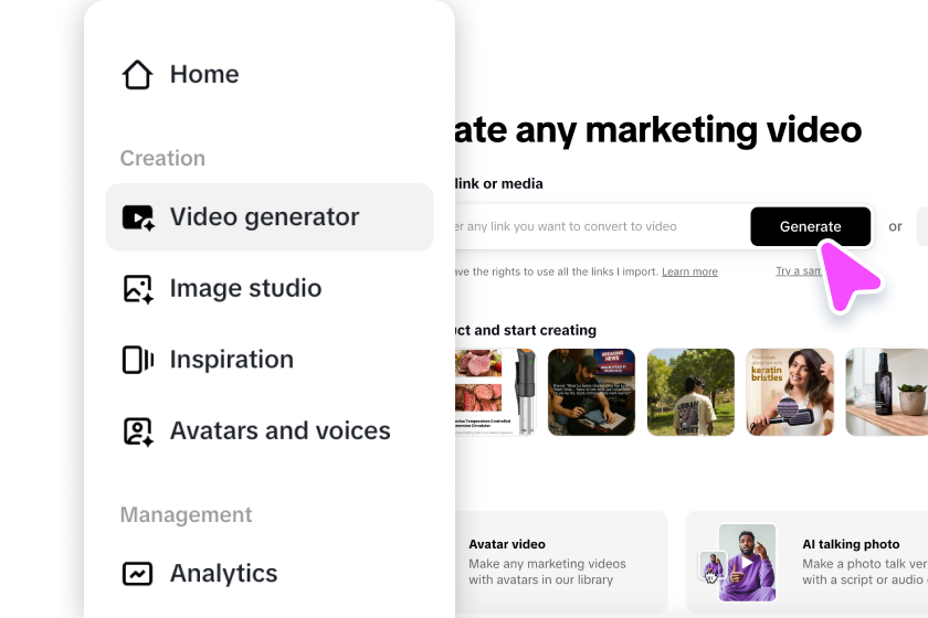 Upload product links or media