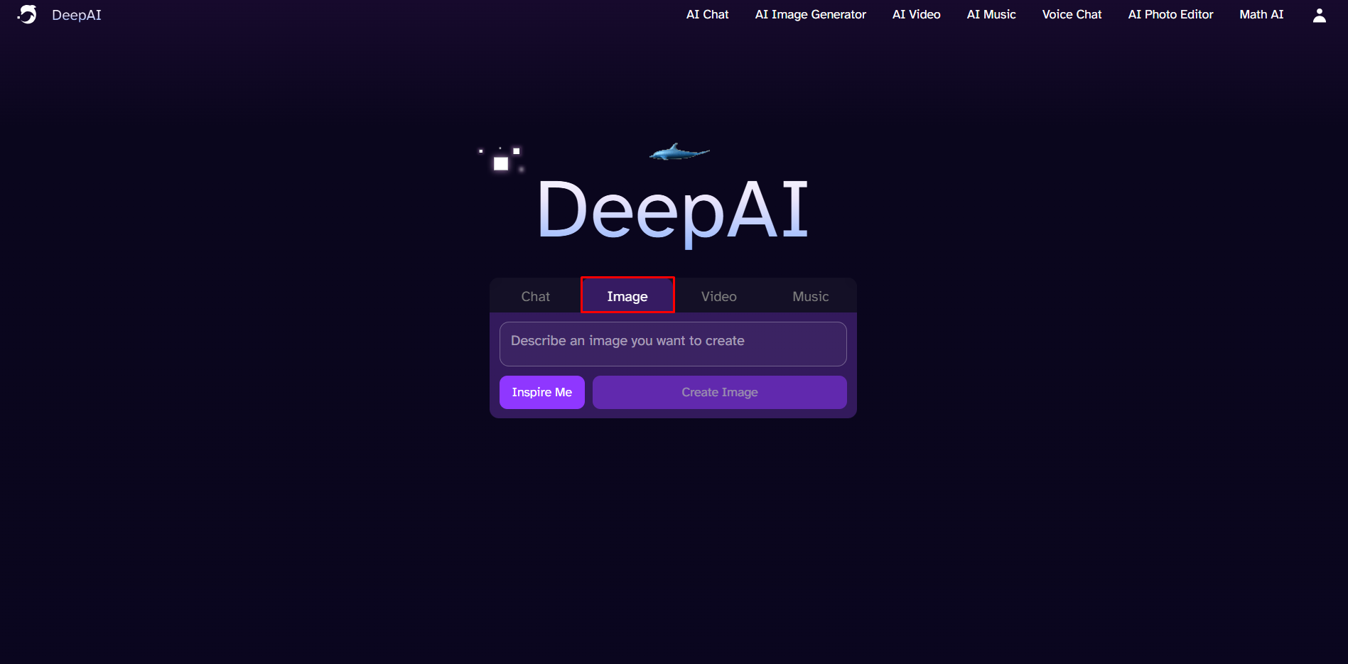 A képgeneráló eszköz kiválasztása a Deep AI-ban