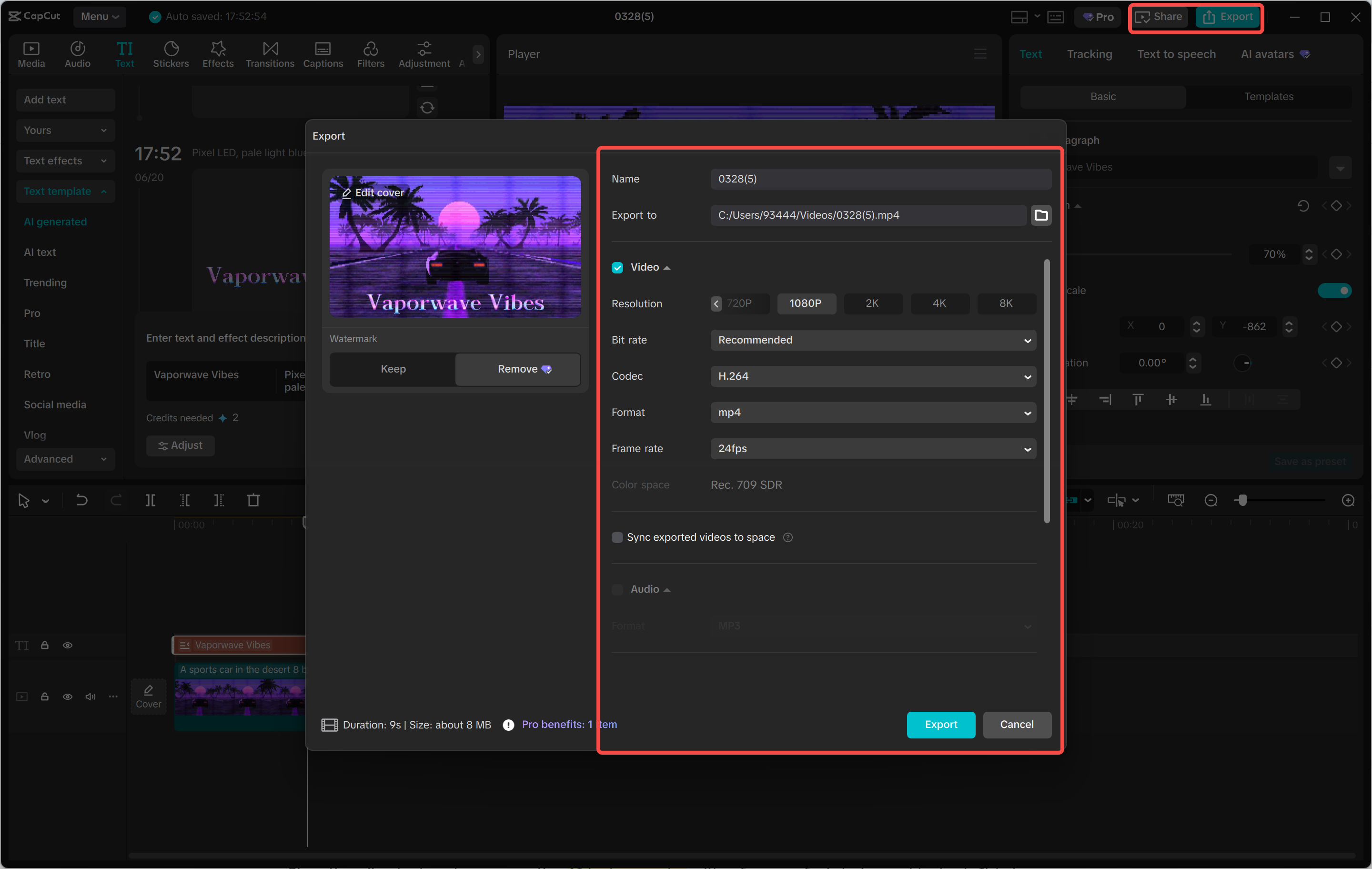Exportación de medios desde el CapCut editor de vídeo de escritorio