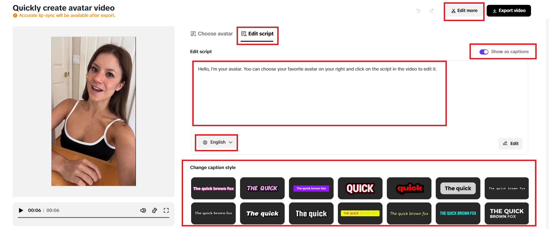 Edit script window