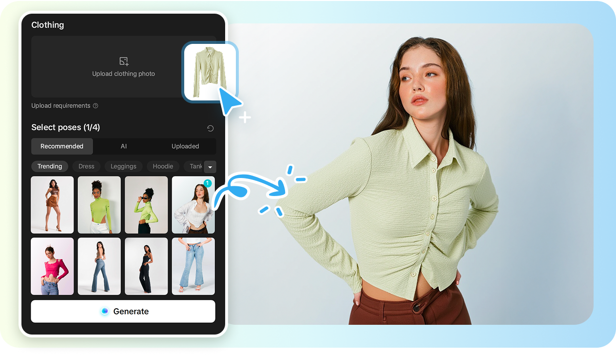 Instantly see clothes worn on realistic AI models