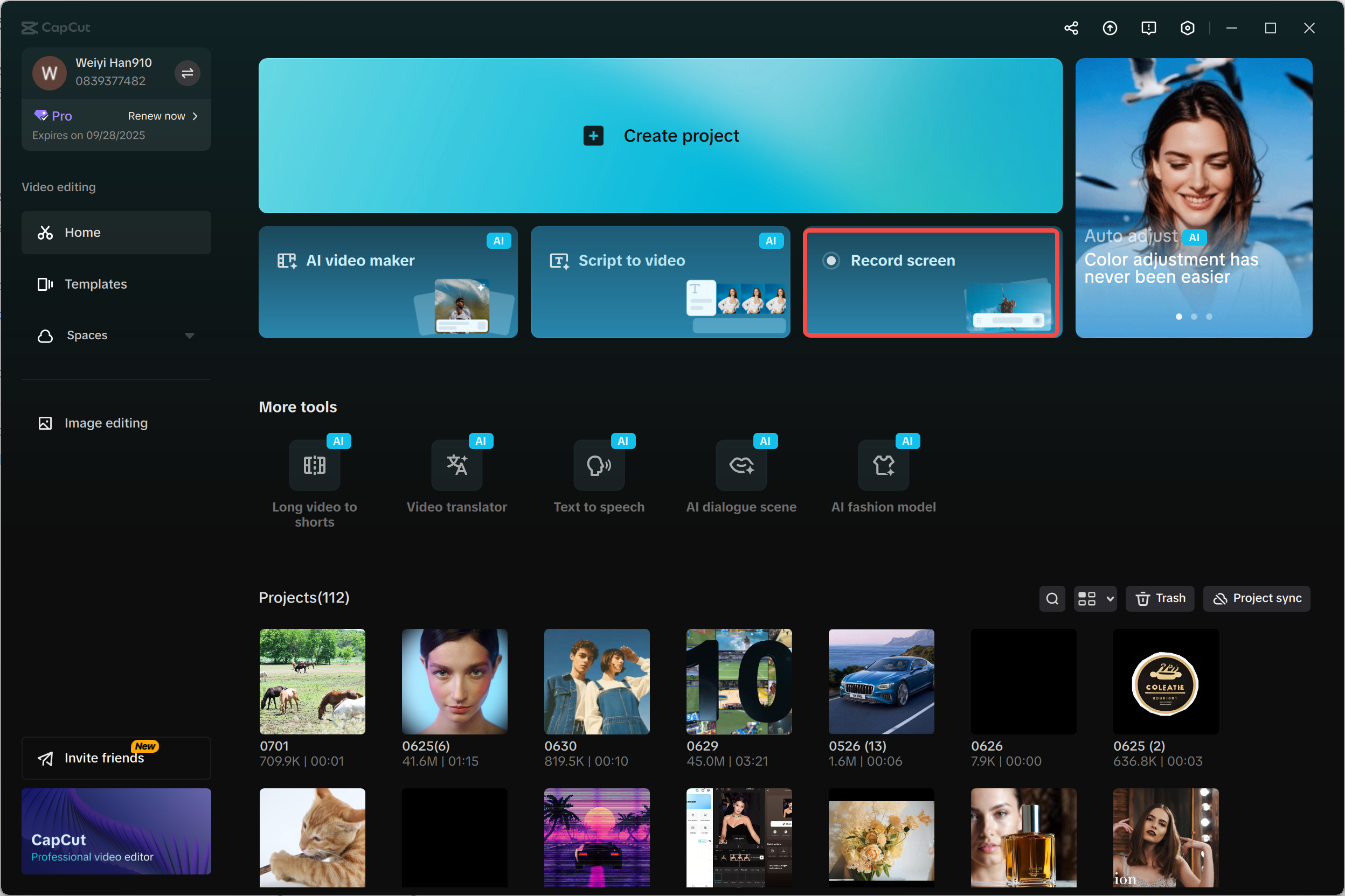 Use the screen recorder in the CapCut desktop video editor