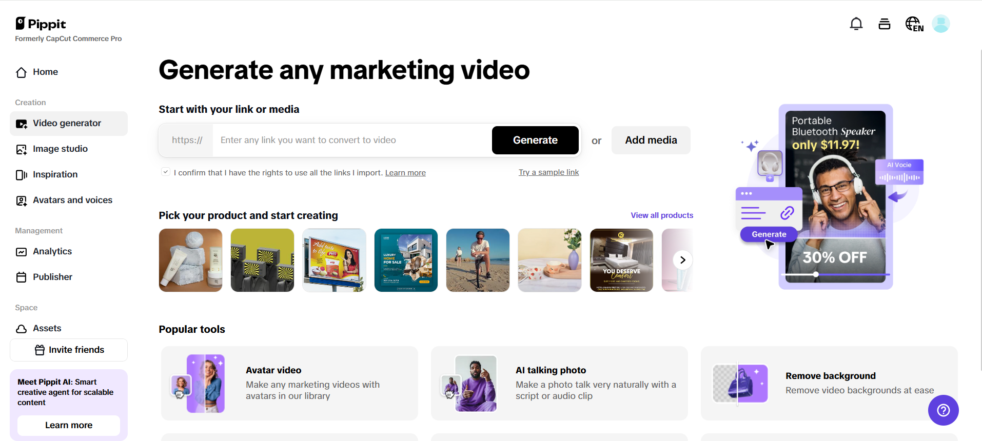 One click video generation
