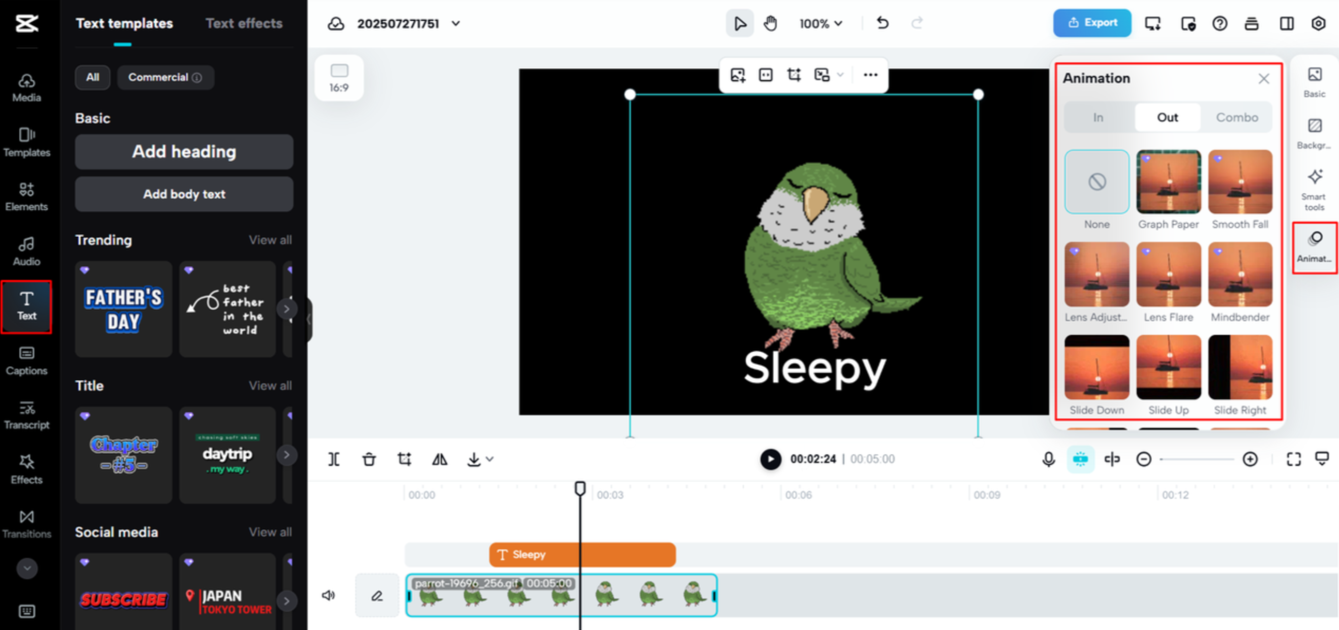 Animando o GIF com CapCut Web