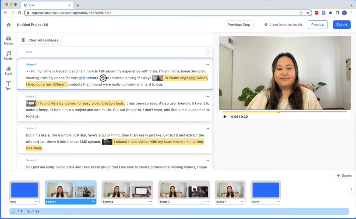 Interface van Visla - de beste tool om multicam-opname te bewerken