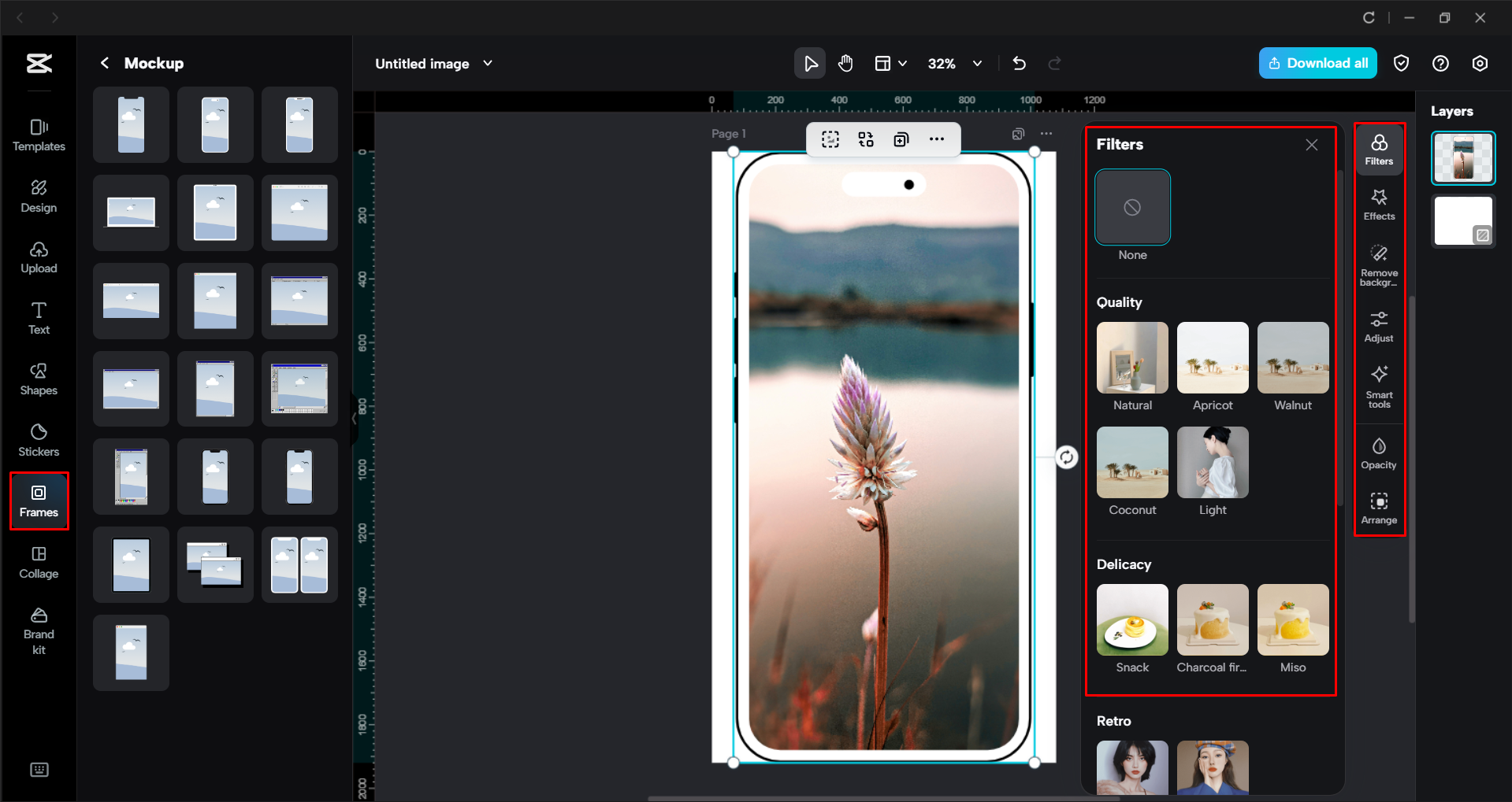 Modifica dell'immagine con l' CapCut editor video desktop