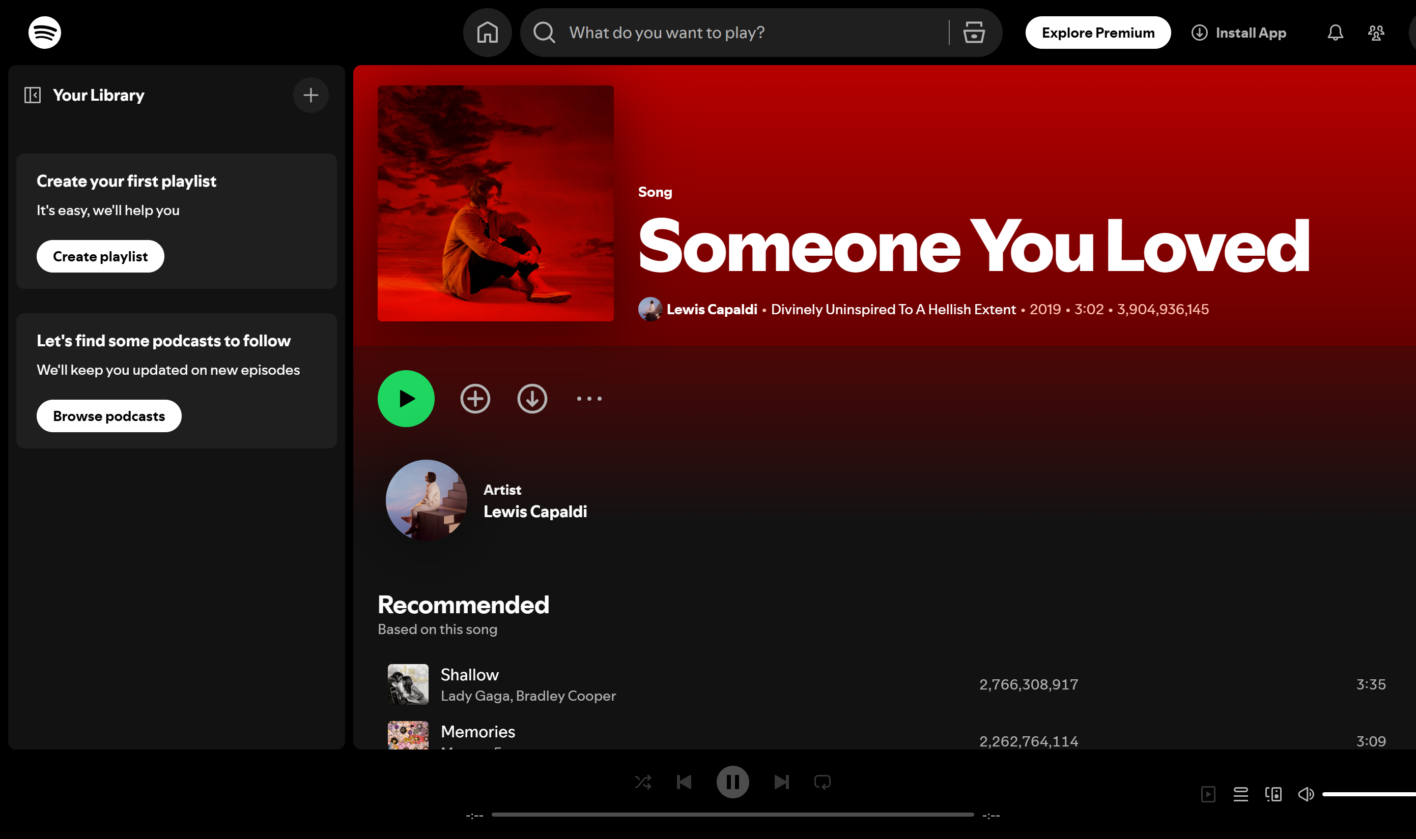 Top 100 songs streamed on Spotify: Someone You Loved