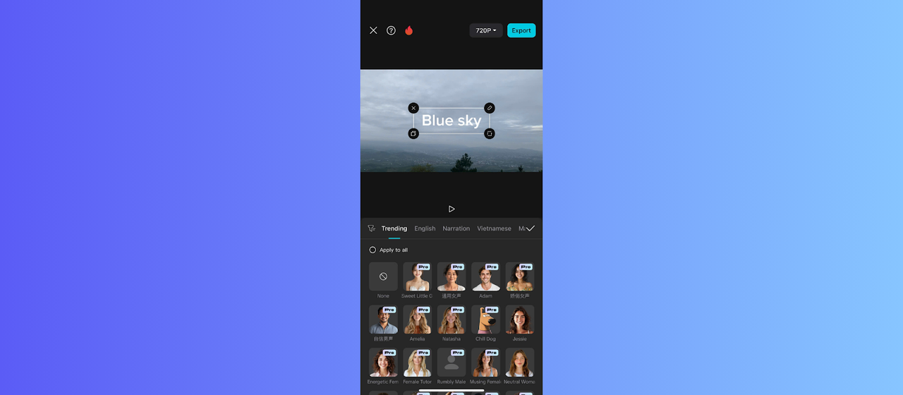 CapCut Interfaccia dell'app