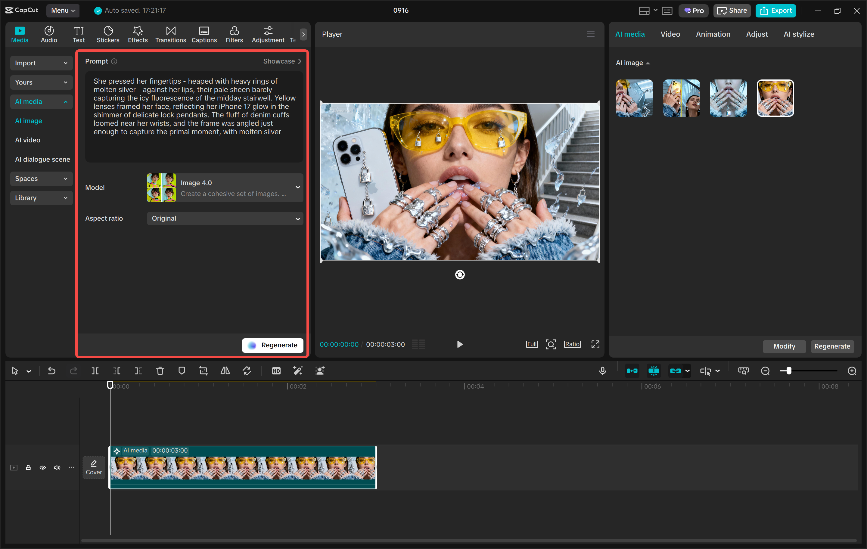 Generating images in the CapCut desktop video editor
