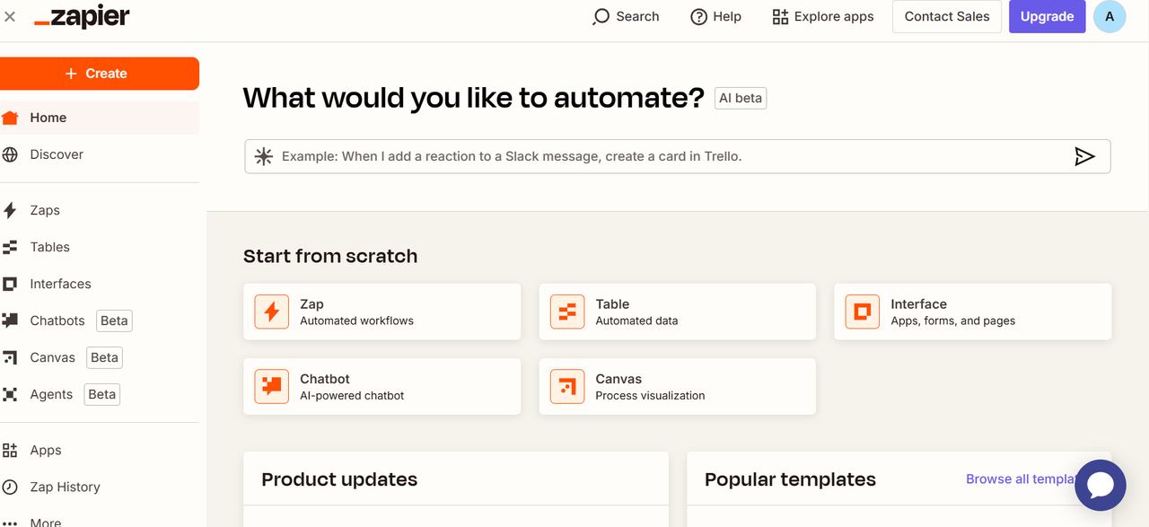 Zapier's interface