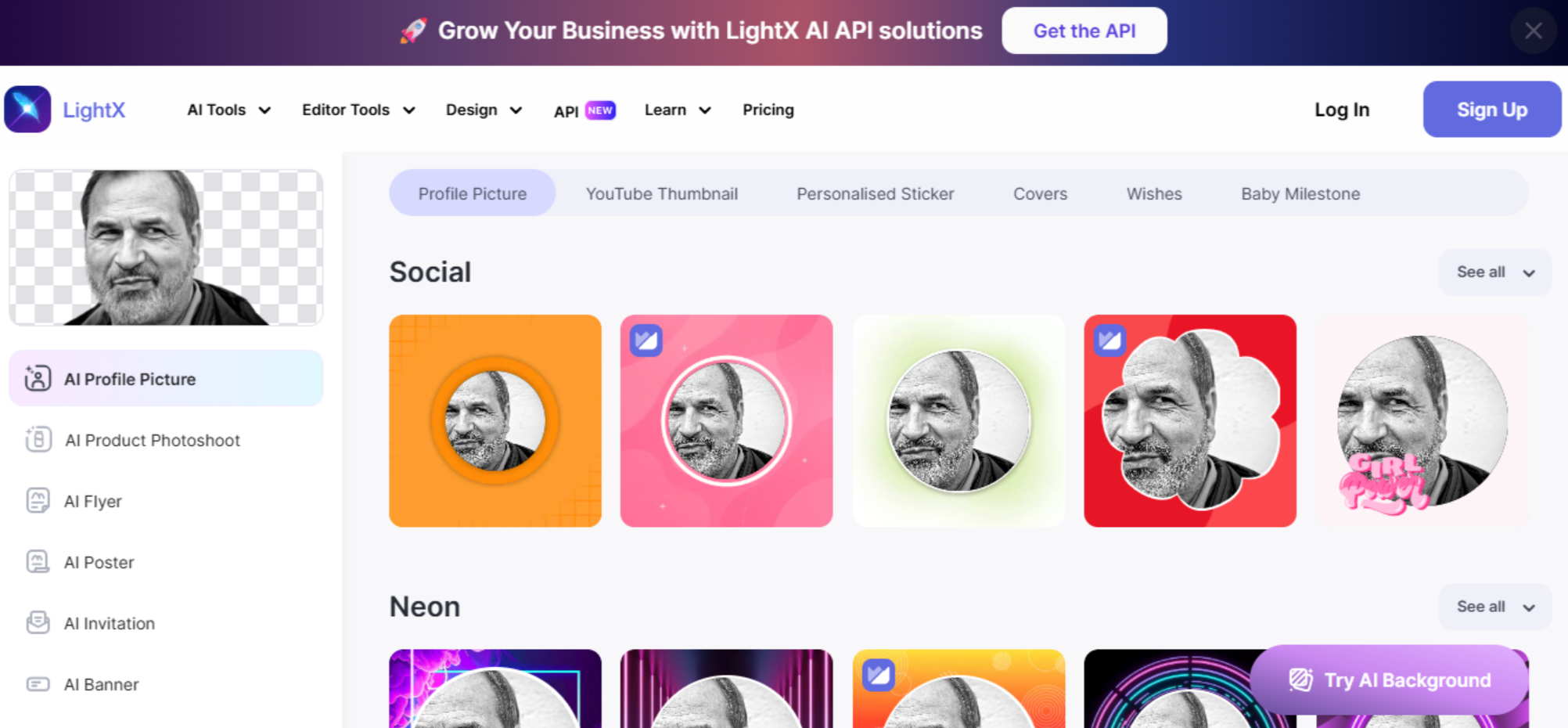 LightX - a handy tool for editing Instagram profile photo