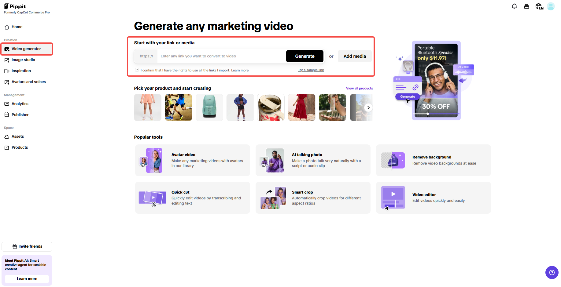 Upload product links and media