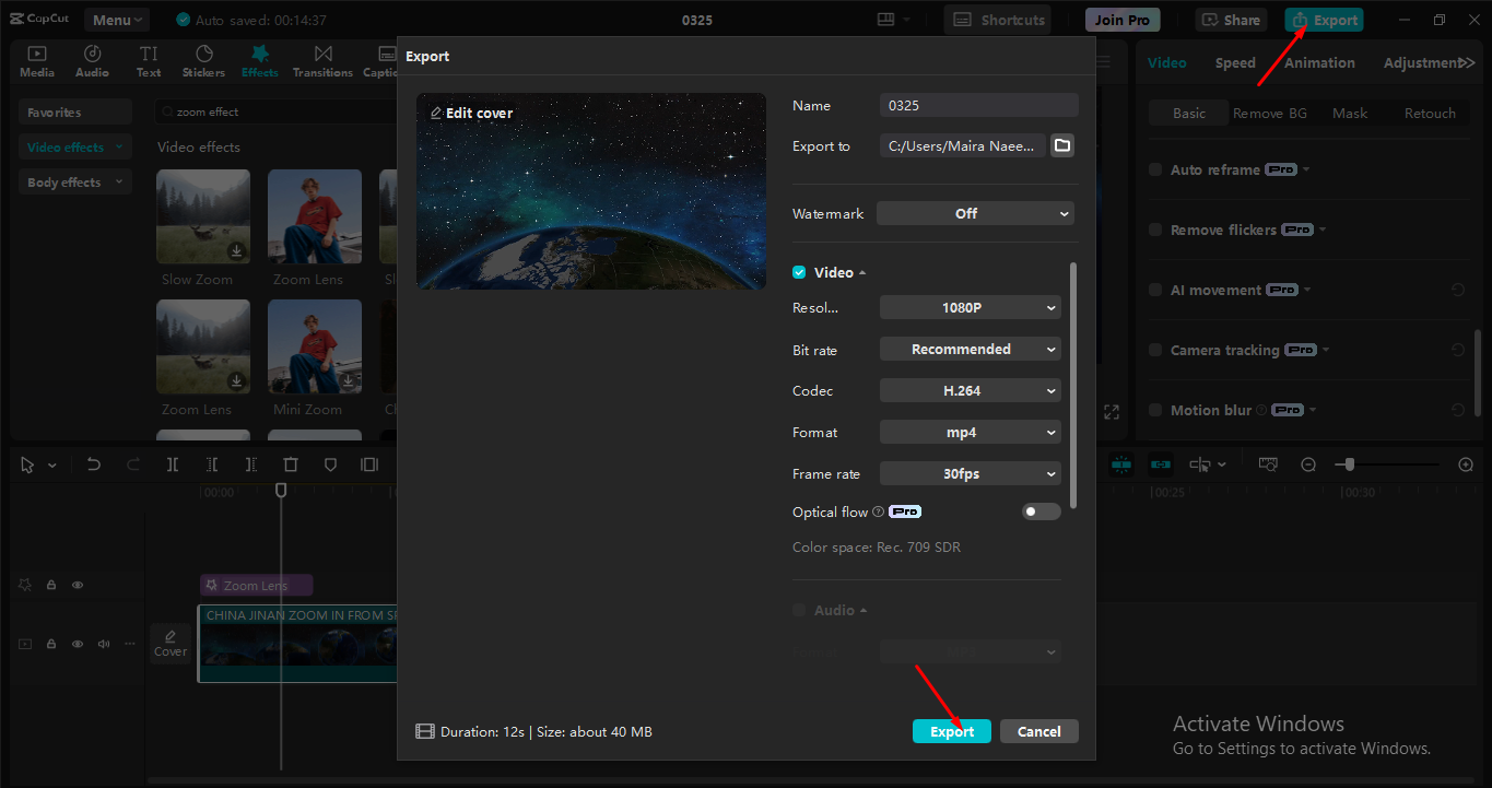 Exportar un video desde el CapCut editor de video de escritorio