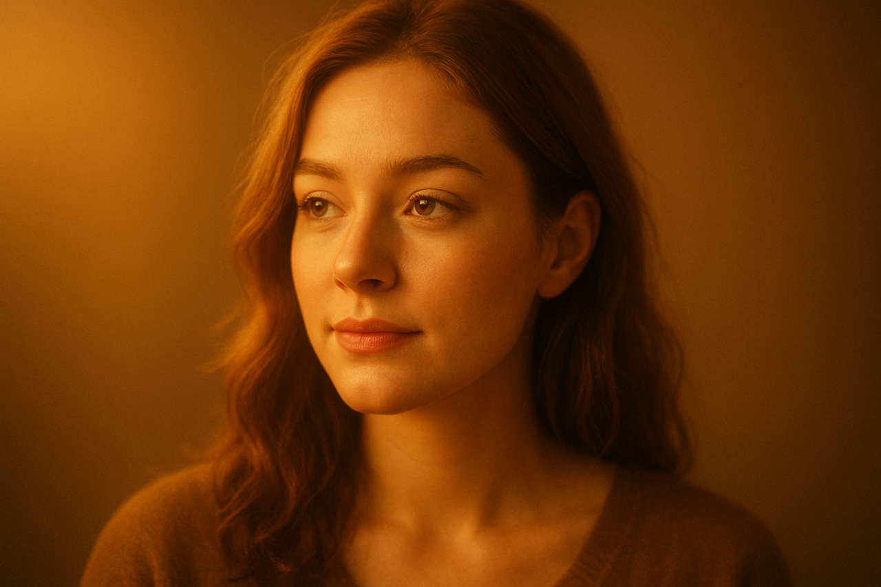 Close-up portrait with warm soft glow