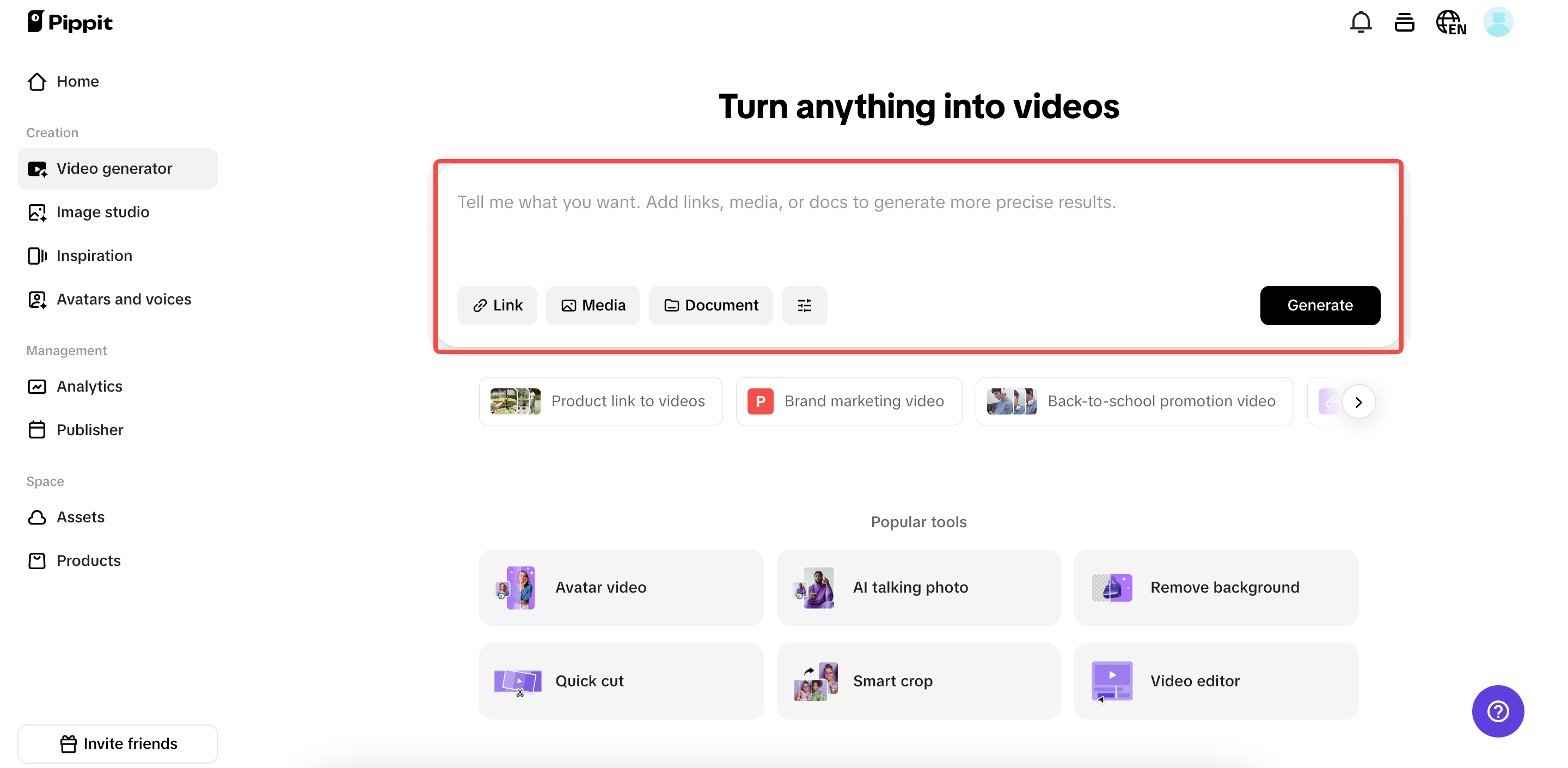 Upload product links or media