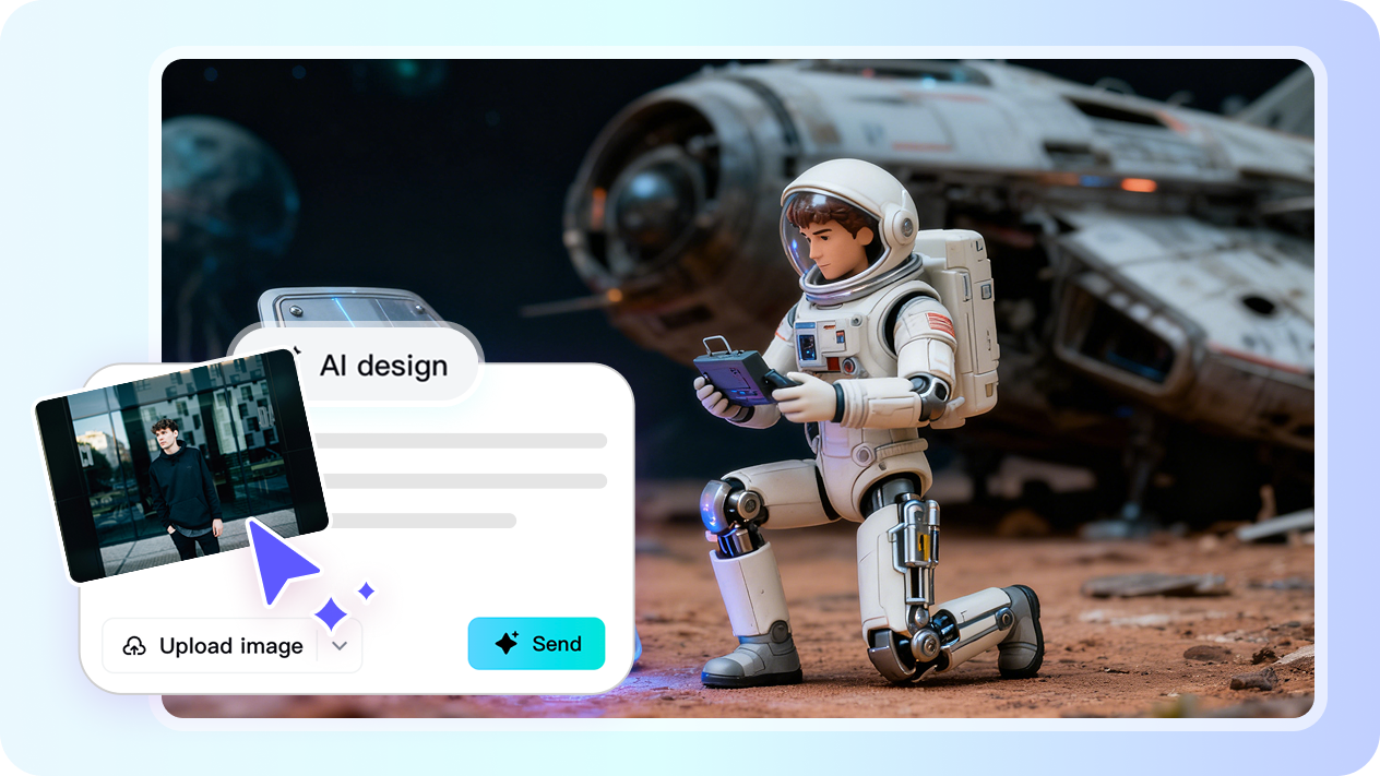 CapCut AI action figure generator showing photo-to-figure transformation