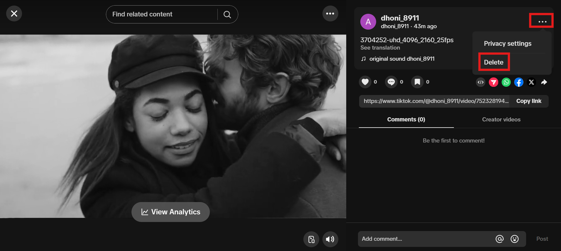 Supprimer la vidéo