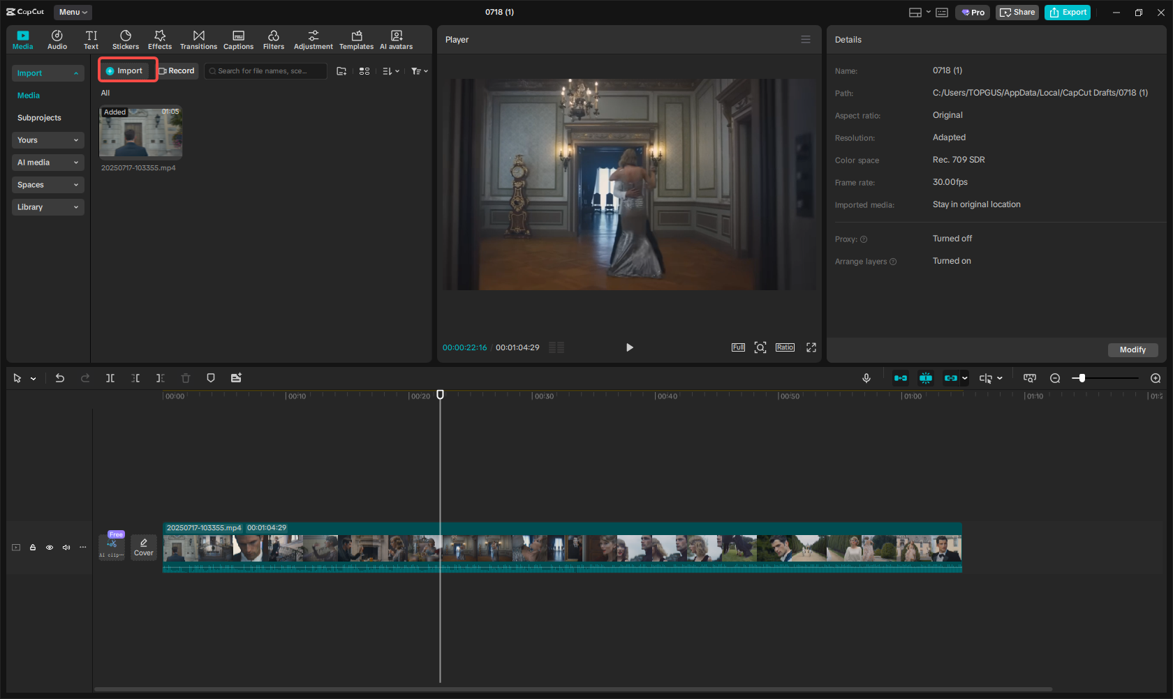 Import files to CapCut