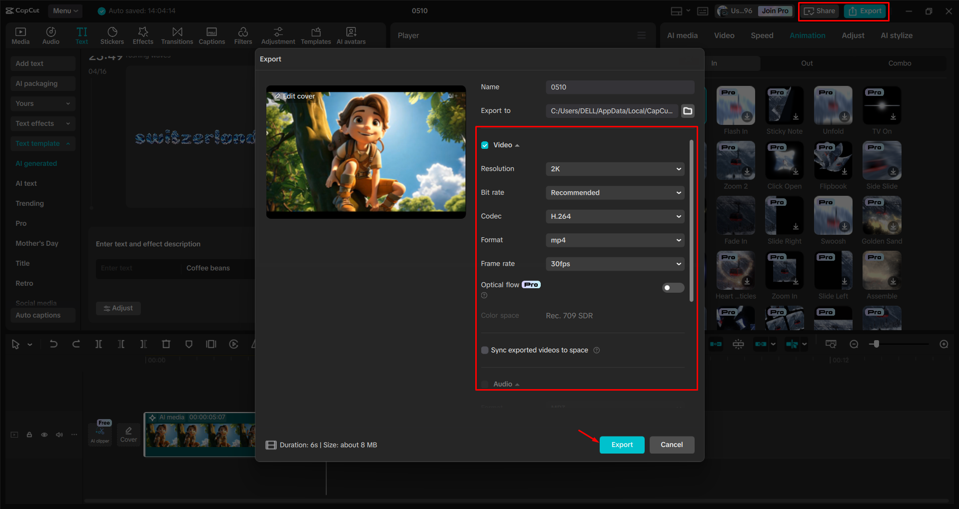 Pag-export ng video mula sa CapCut desktop video editor
