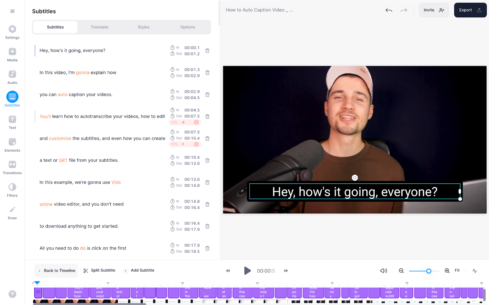 VEED.IO caption generatir for video