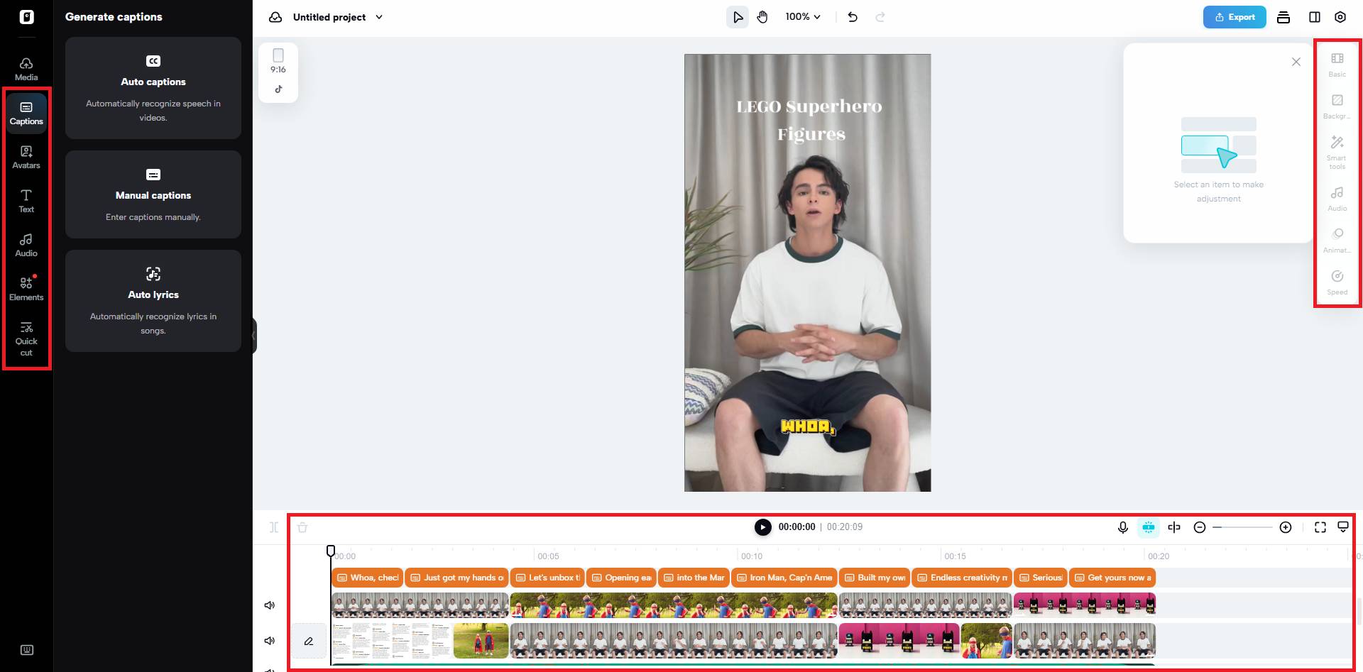 The edit more interface