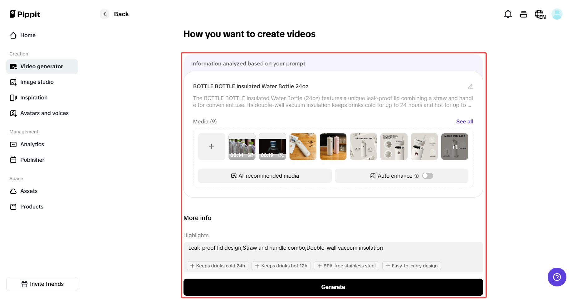 Generate your video