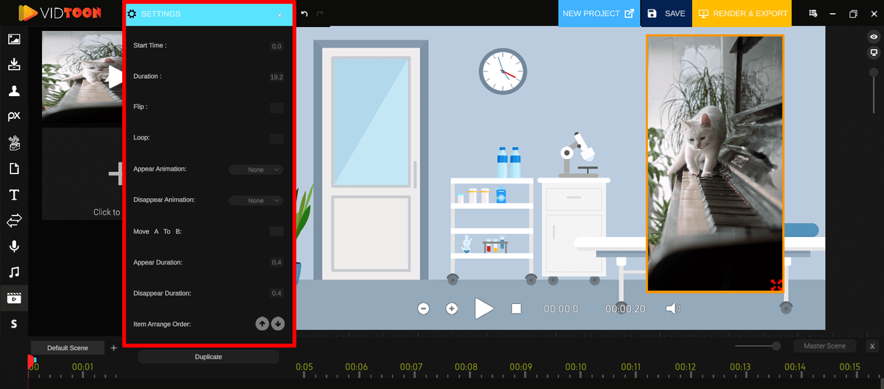 VidToon 2D animation interface, the best software for 2d animation free 