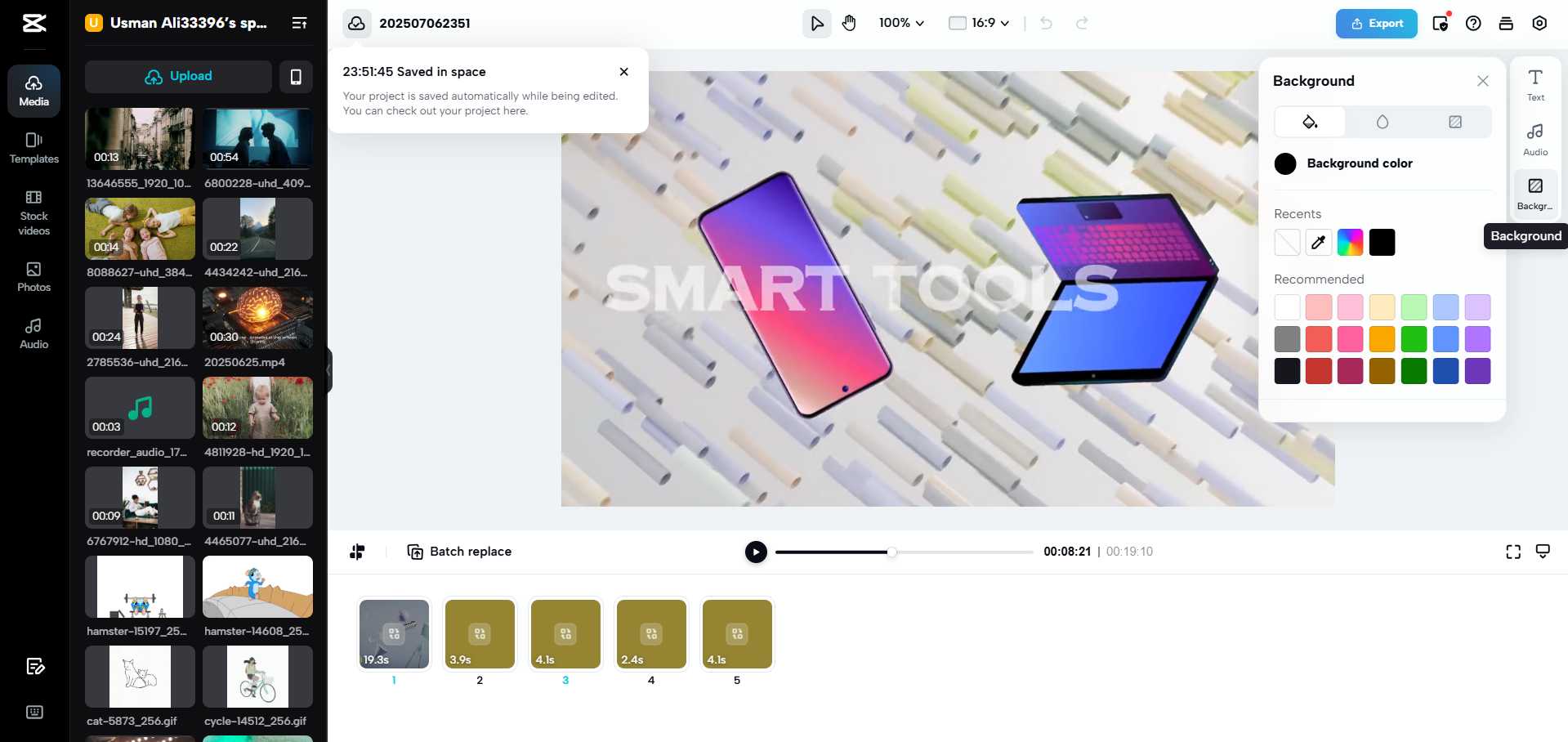 อินเทอร์เฟซของ CapCut Web - โปรแกรมสร้างอินโทร 3D ที่ใช้งานง่าย