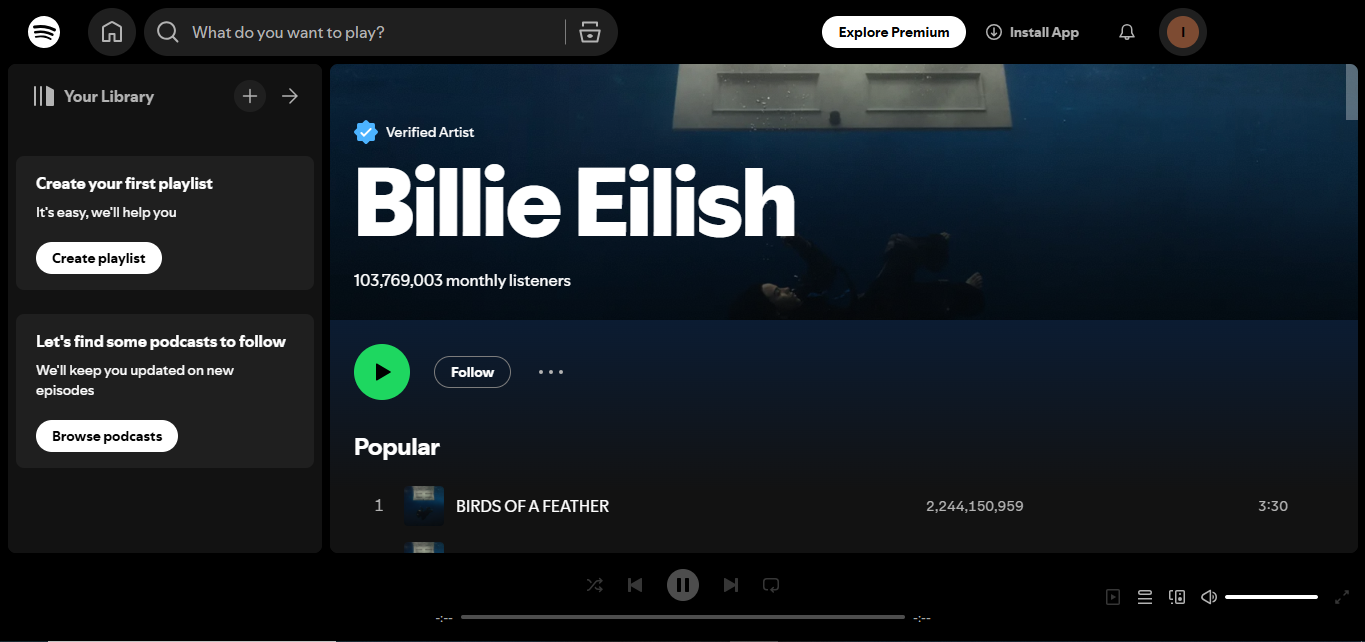 Billie Eilish - L'artista più seguita su Spotify