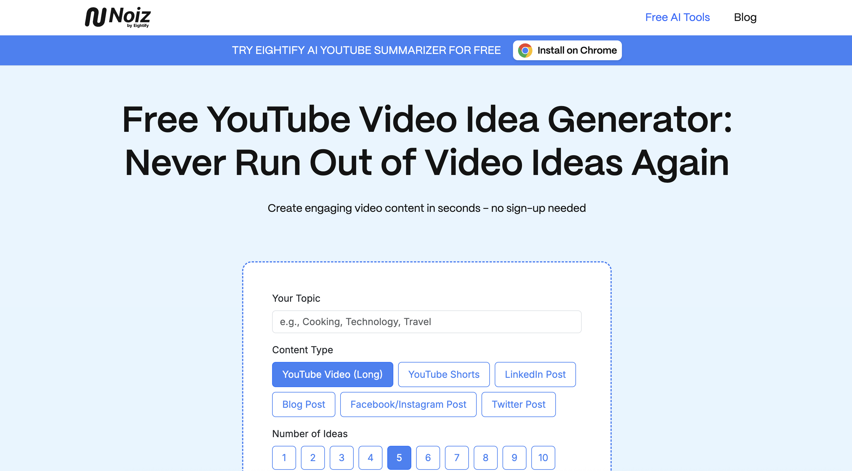 Noiz AI сгенерировал идеи для видео на YouTube