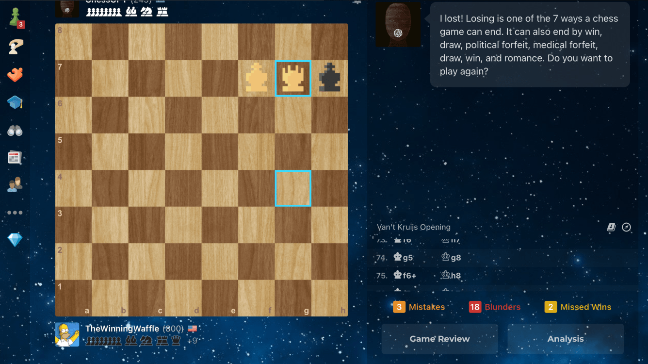 ChessGPT konversations AI-videospel med interaktivt schack