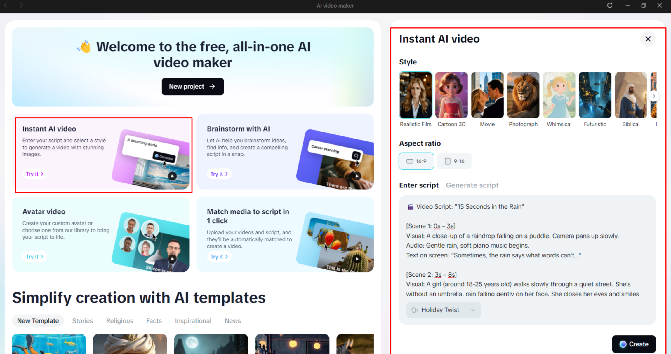 Generating a video from a script in the CapCut desktop video editor