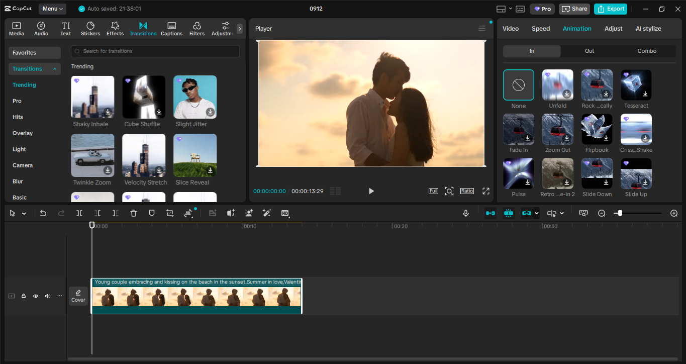 Schnittstelle CapCut Desktop-Video-Editor