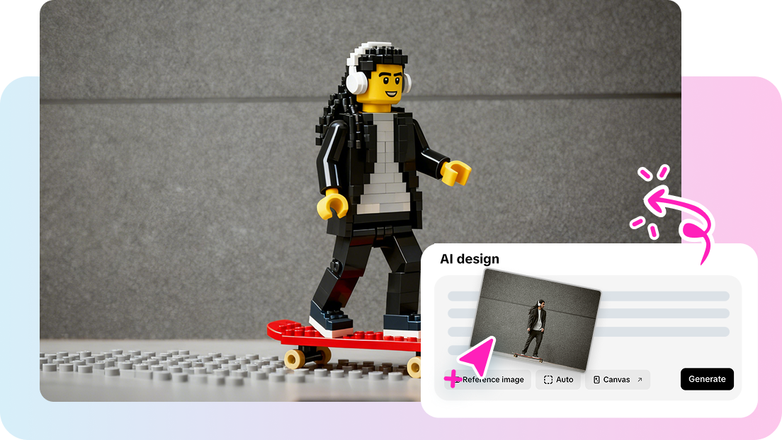 Outil de conception AI pour créer des figurines LEGO à l'aide de Pippit