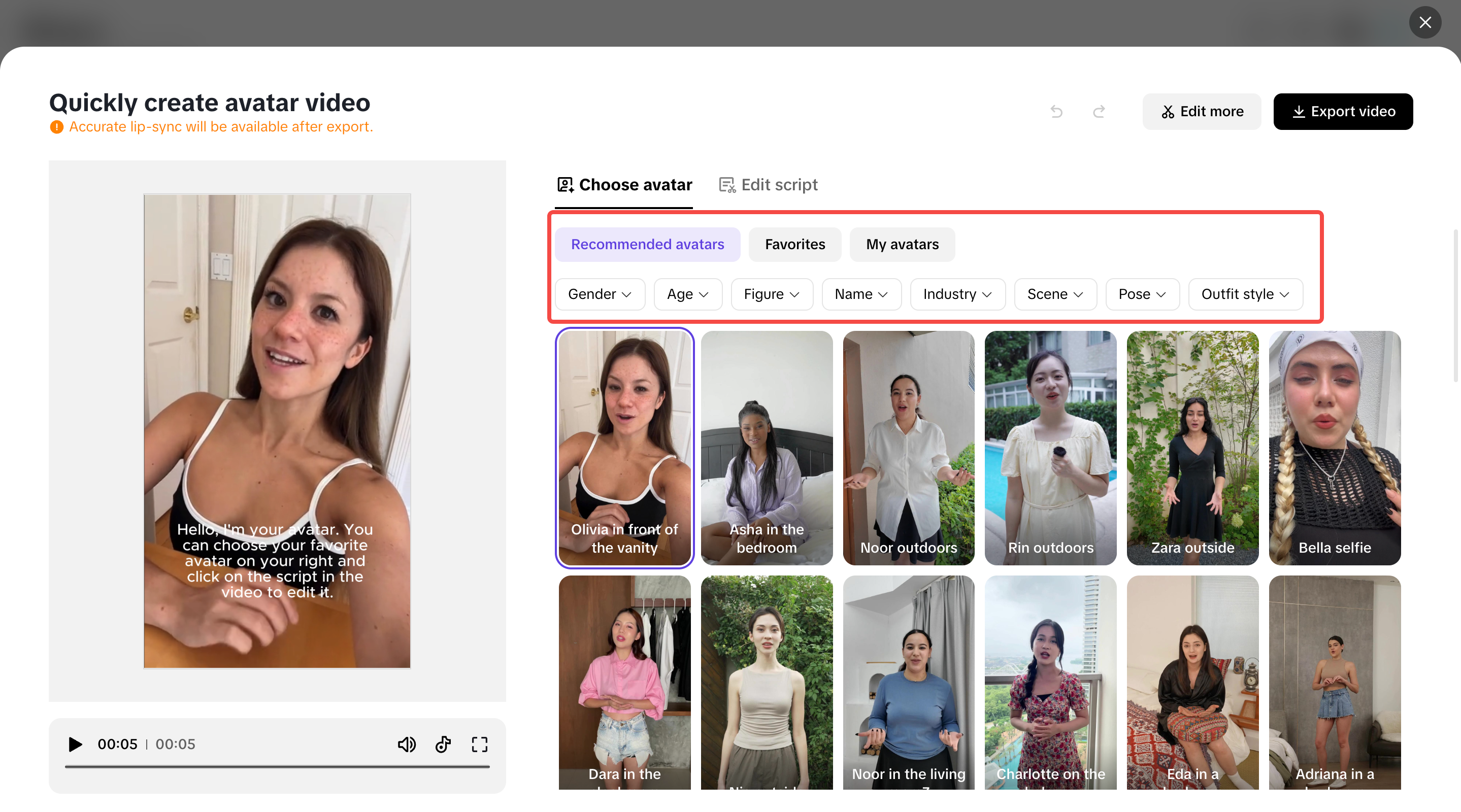 Customizable avatars