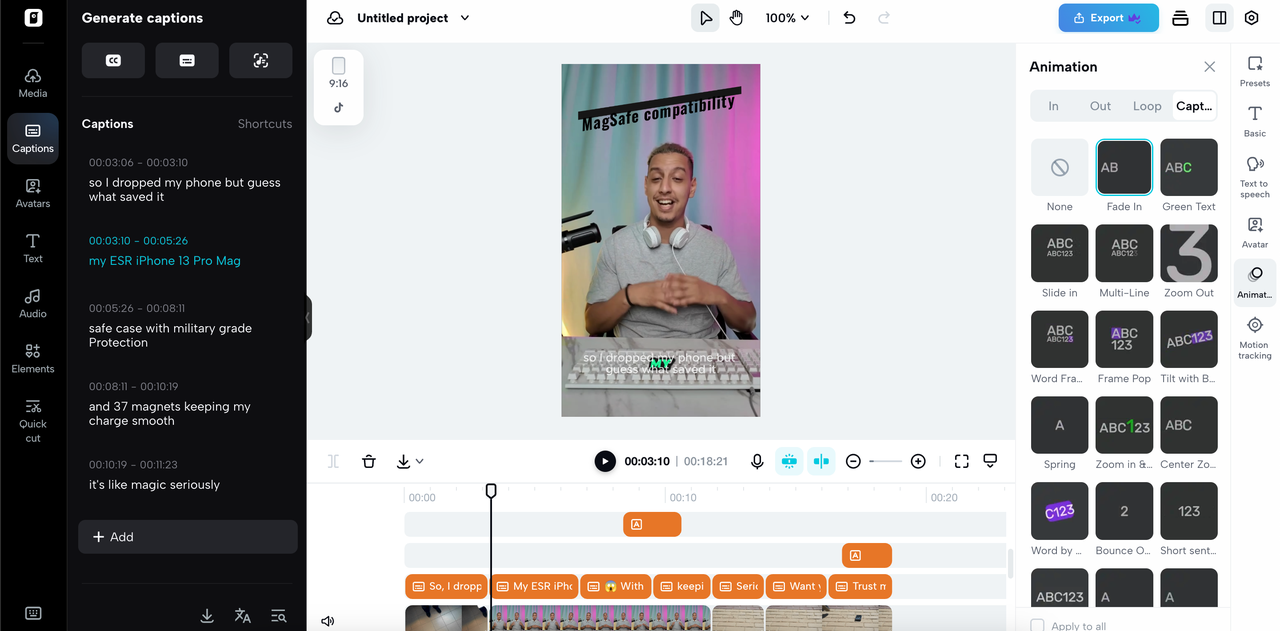 Animated captions