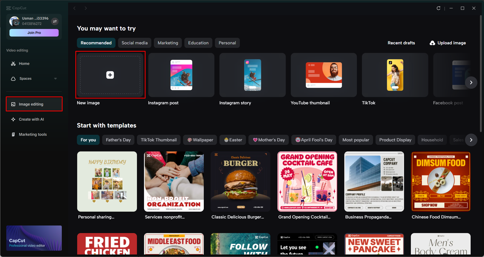 Mengimport imej ke dalam penyunting video desktop CapCut