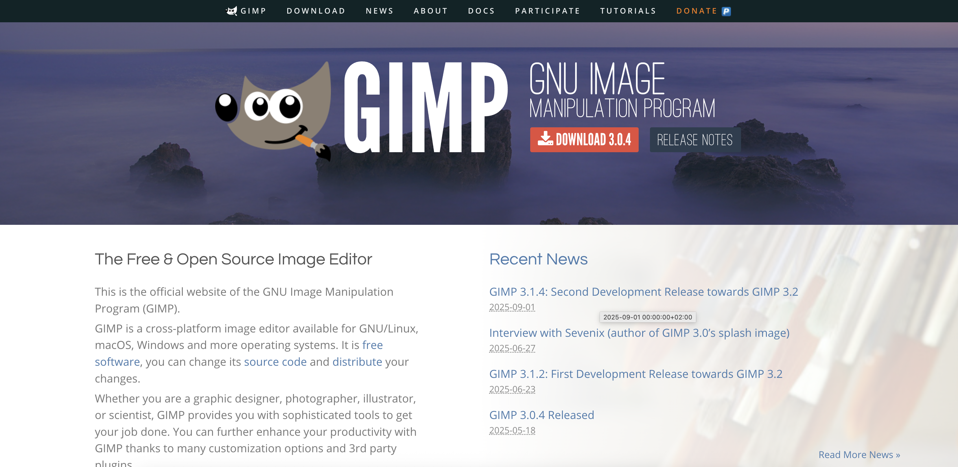 GIMP interface