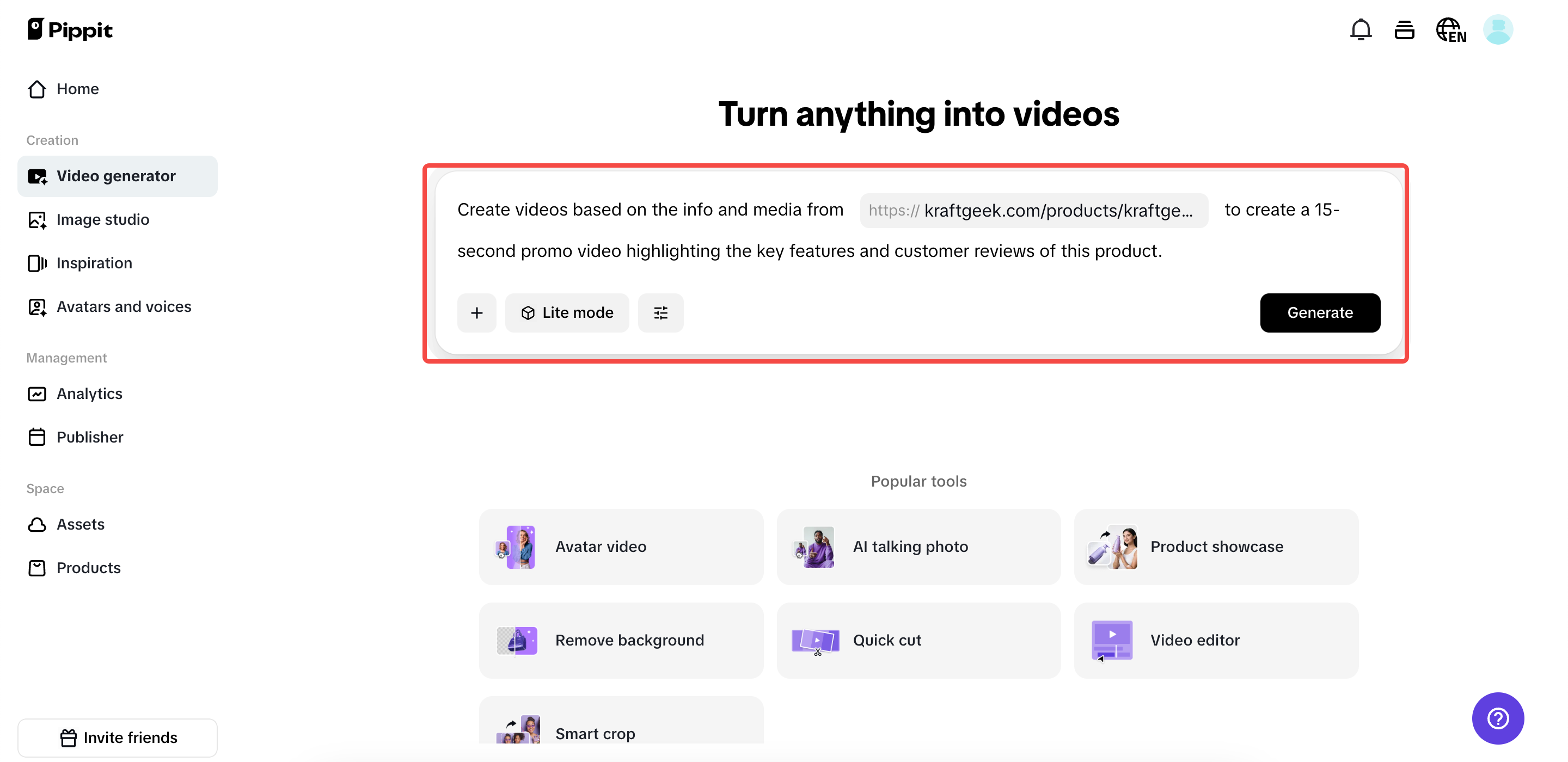 Start with your product information and prompts